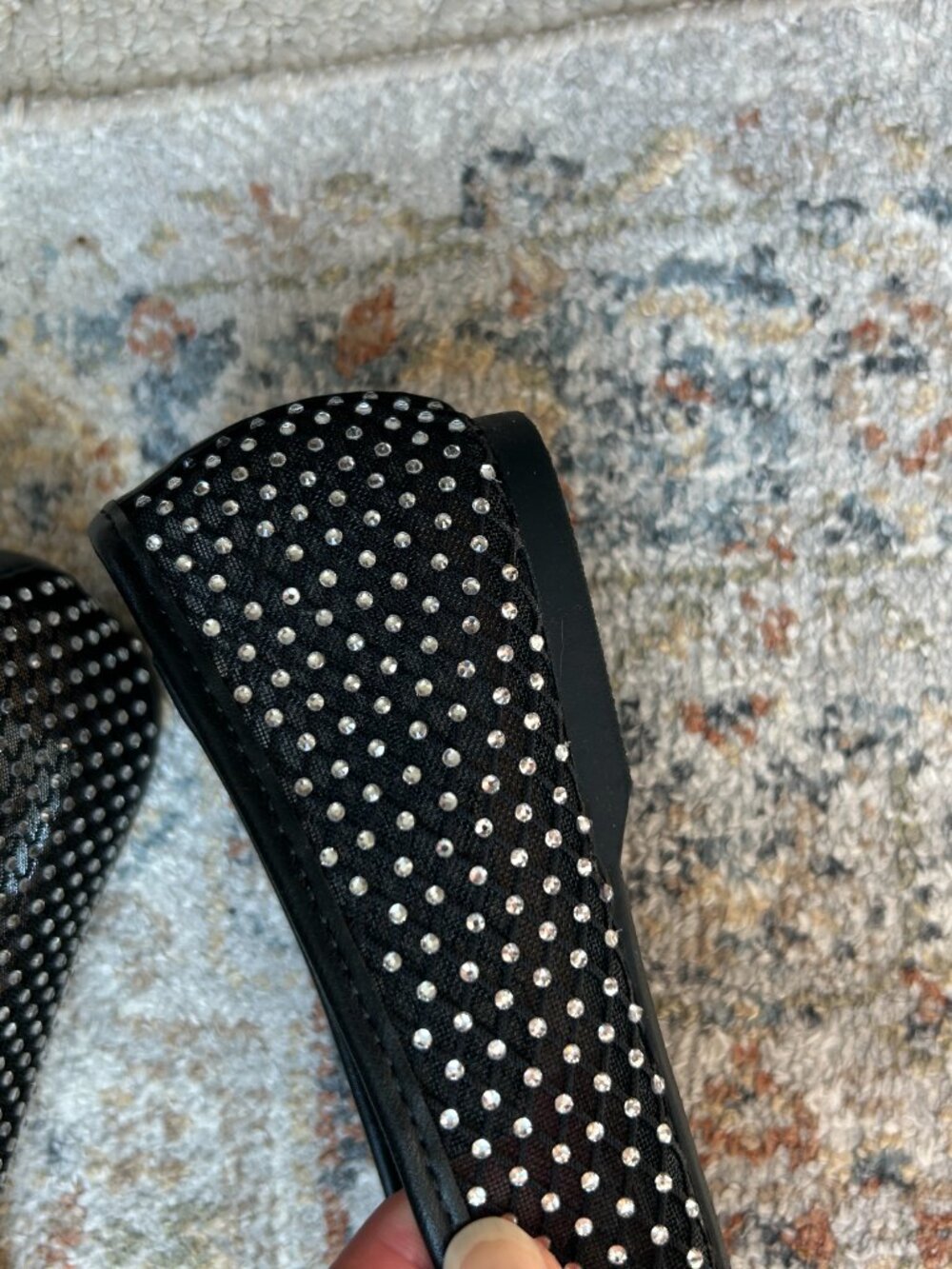 Dolce Vita Sz 8 Mesh Ballet Flats Black w/ Rhinestones & Ballerina Bow Orig. $68 - Picture 5 of 5